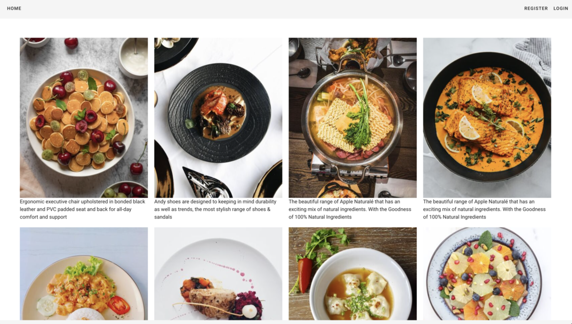 restaurant dishes website menu