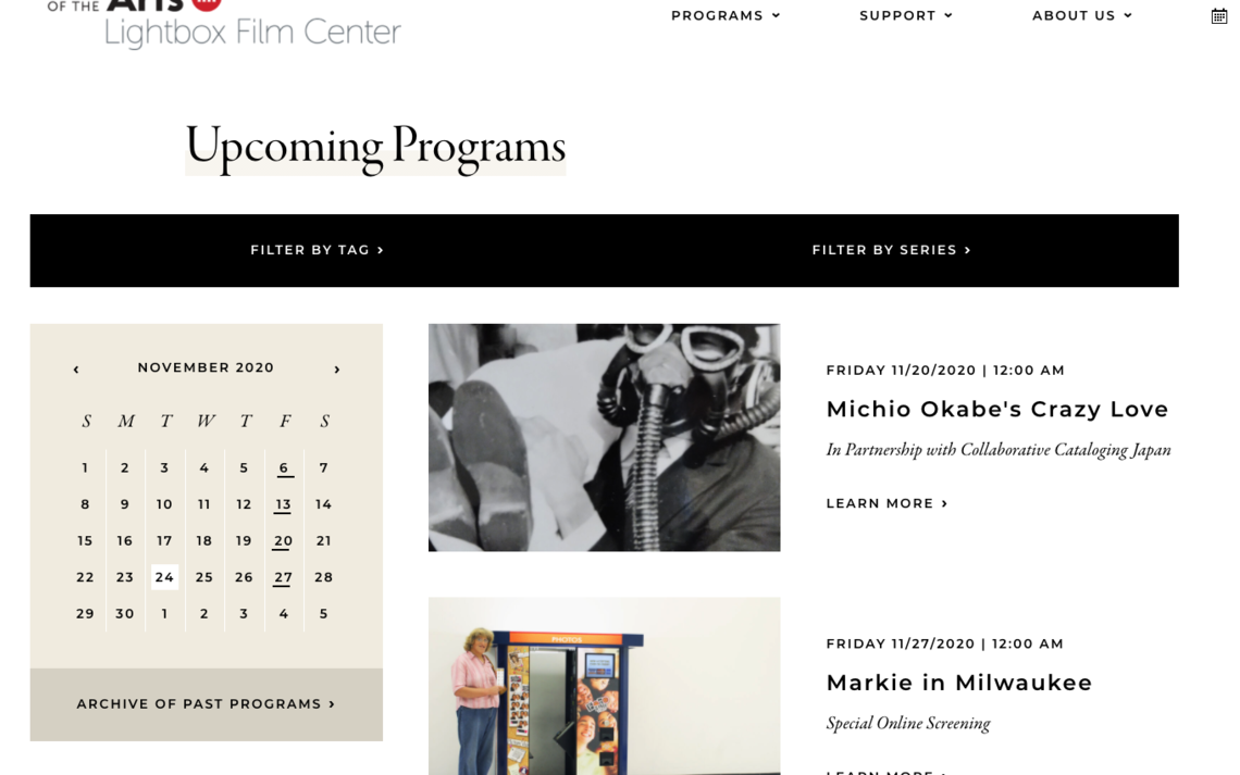 U Arts Lightbox Film Center non-profit cms website