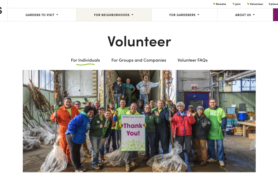 Pennsylvania Horticultural Society non-profit cms website