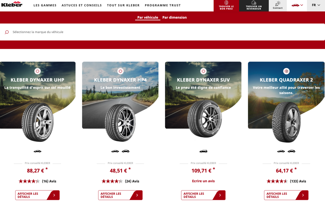 Kleber france automotive retail cms website