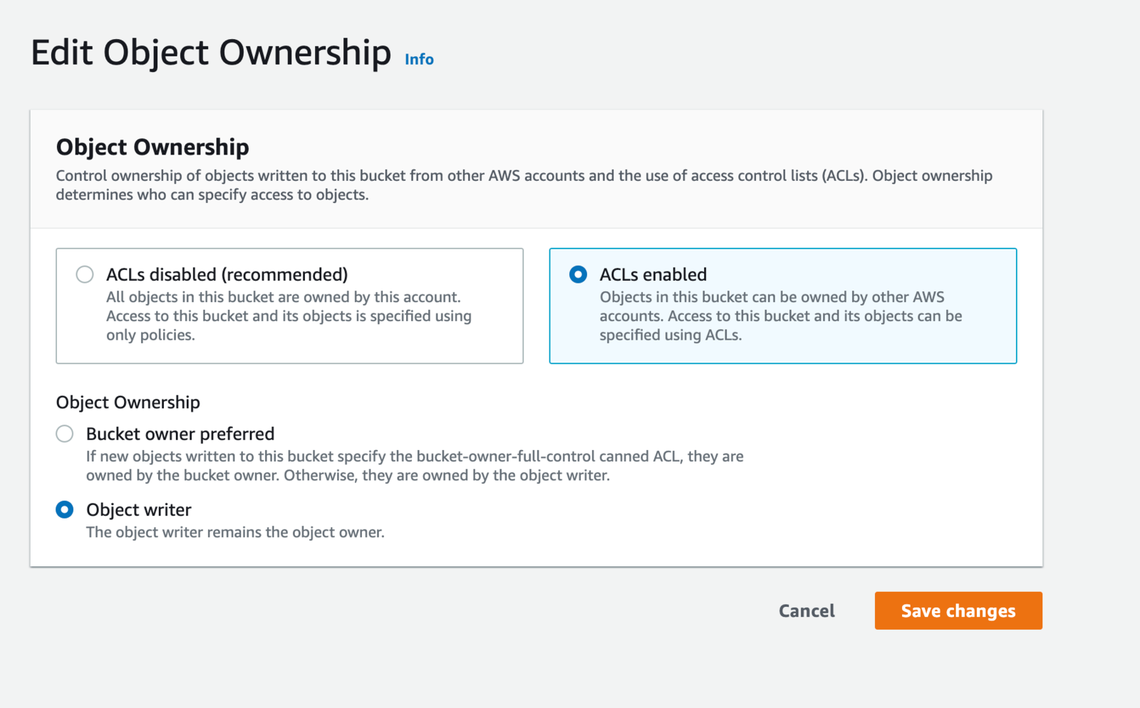 Amazon s3 object permission