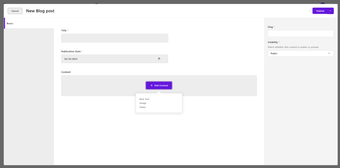 content field blog post