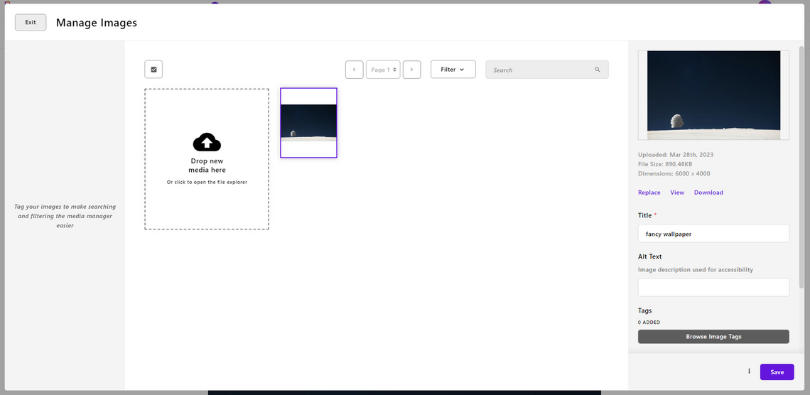 manage images modal