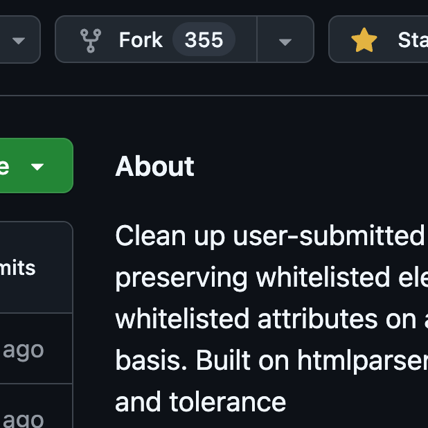 Screenshot of the github page for sanitize-html